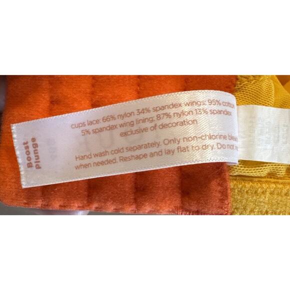 Cacique Women’s Size 46B Boost Plunge Yellow Orange Lace Underwire Bright Bra - Picture 8 of 12